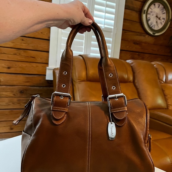 Tignanello Handbags - Tignanello Brown Leather Satchel with Silver Hardware 12” x 9” x 7”.